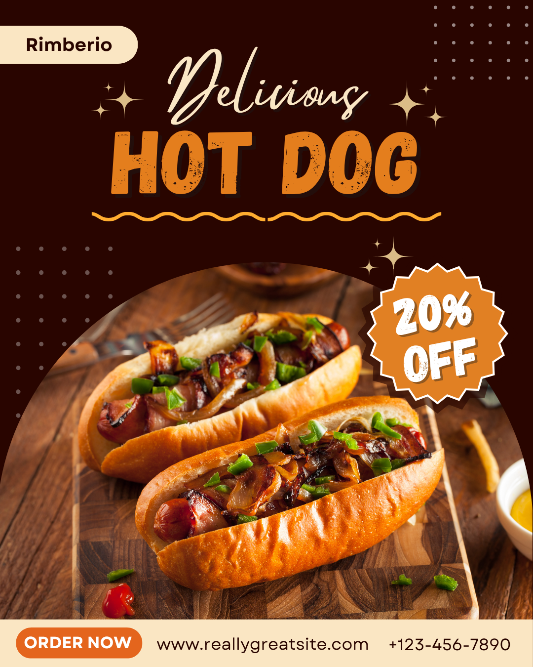 Brown Hot Dog Rustic Instagram Post